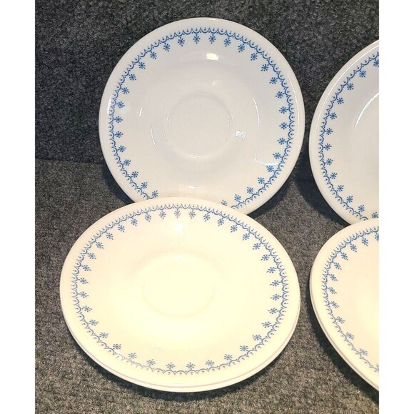 Corelle Livingware by Corning 6.25” Saucer - Lot of 6-  Snowflake Garland Blue - Picture 2 of 5